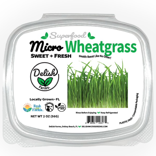 Wheatgrass Microgreens, specifically red acre variety. In a 2 oz or 8 oz package, delivery anywhere in palm beach county; Delray Beach, Boynton Beach, Boca Raton, Lake Worth, and West Palm Beach with a monthly or weekly subscription.